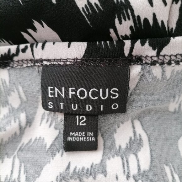 En Focus Studio Womens Black Square Neck Floral A-Line Midi Dress Size 12 - Picture 5 of 6